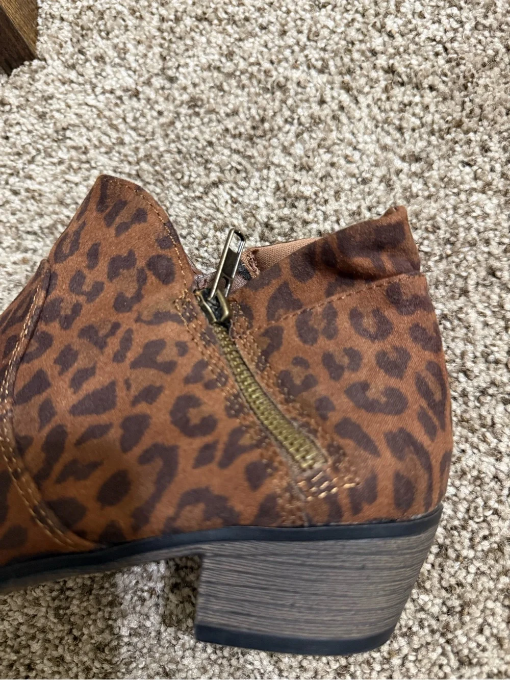 Sun + Stone Brown Leopard Print Ankle Booties